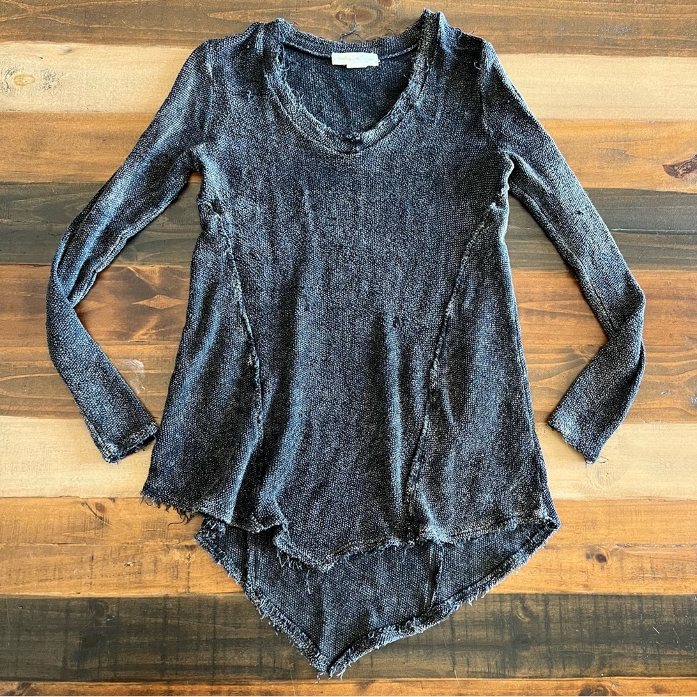Gray asymmetrical long sleeve sweater small